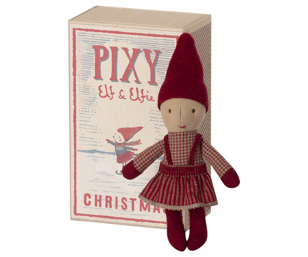 Duende navideña Elfie en caja de cerillas -