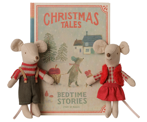 Ratones gemelos navideños - hermanitos en libro