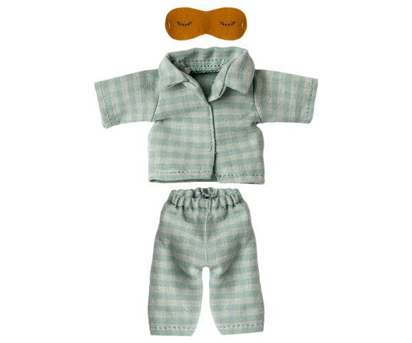 Pijama para ratoncito papá con antifaz menta