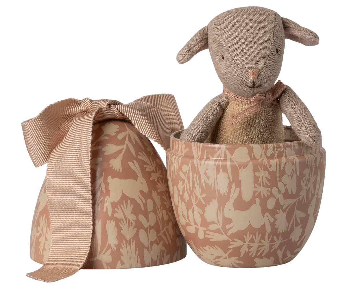 Huevo de pascua pequeño con corderito - rosa empolvado