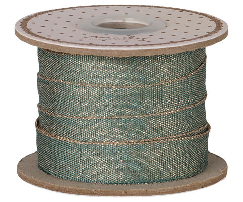 Cinta de regalo 13mm ancho x  10 metros  - green/gold