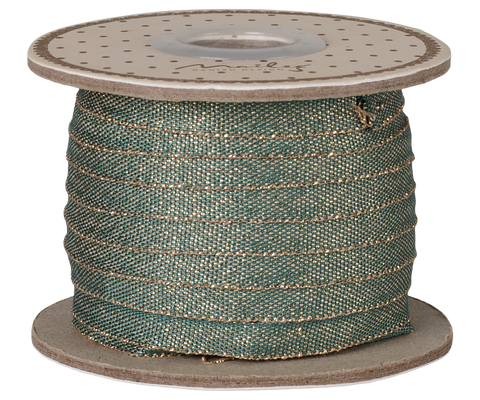 Cinta de regalo 6mm ancho x  25 metros - green/gold