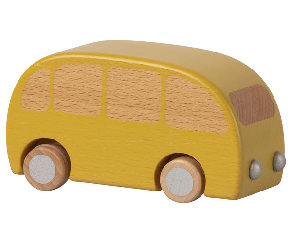 Coche autobús  de madera amarillo