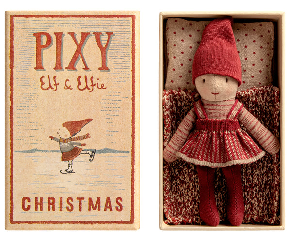 Duende navideña Elfie en caja de cerillas