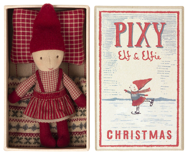Duende navideña Elfie en caja de cerillas -