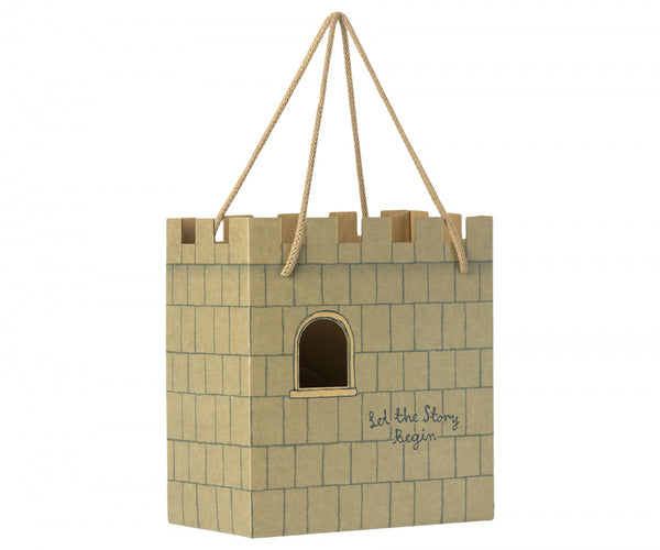 Castillo de cartón - bolsa rígida con asas de cuerda