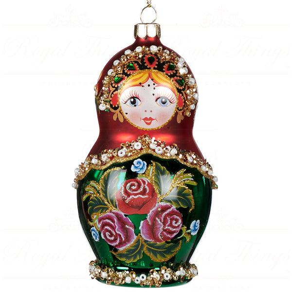 Adorno navideño - Matrioshka de cristal pintado