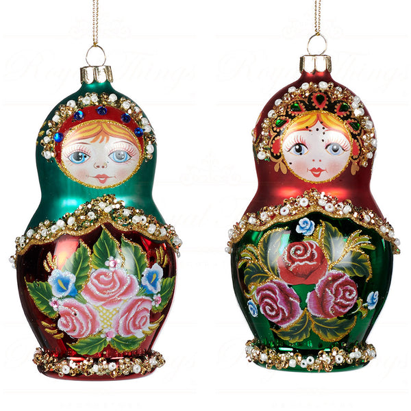 Adorno navideño - Matrioshka de cristal pintado