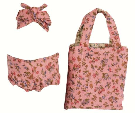 Bikini rosa flores con bolsa - Mega - Miss Coppelia