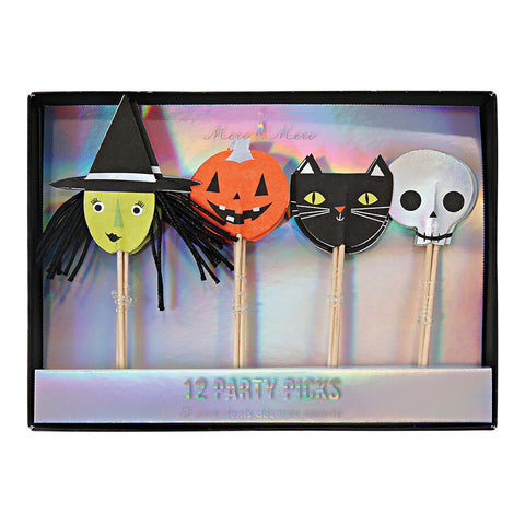 Palillos Iconos de Halloween  (calabaza, gato, araña, bruja) - Miss Coppelia