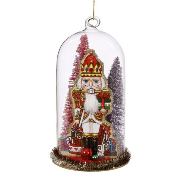 Adorno navideño - Cascanueces en cúpula de cristal
